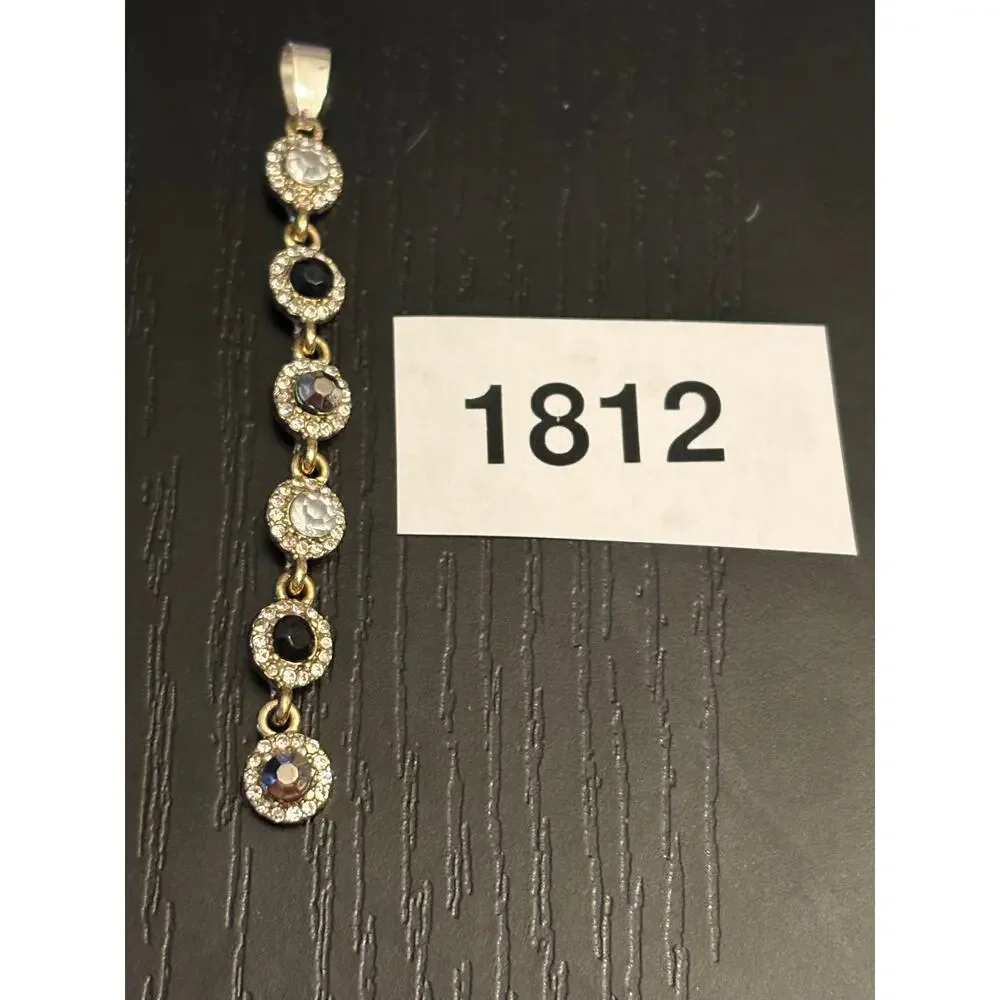 Rhinestone Drop Pendant, Long Linear Crystal Charm